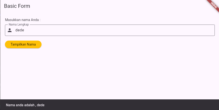 Hasil Form TextField